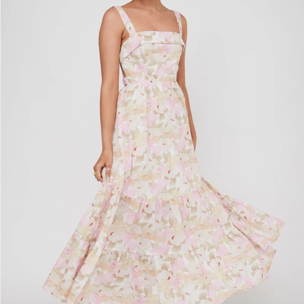 Selfie Leslie Pink and Green Sleeveless Square Neck Sundress